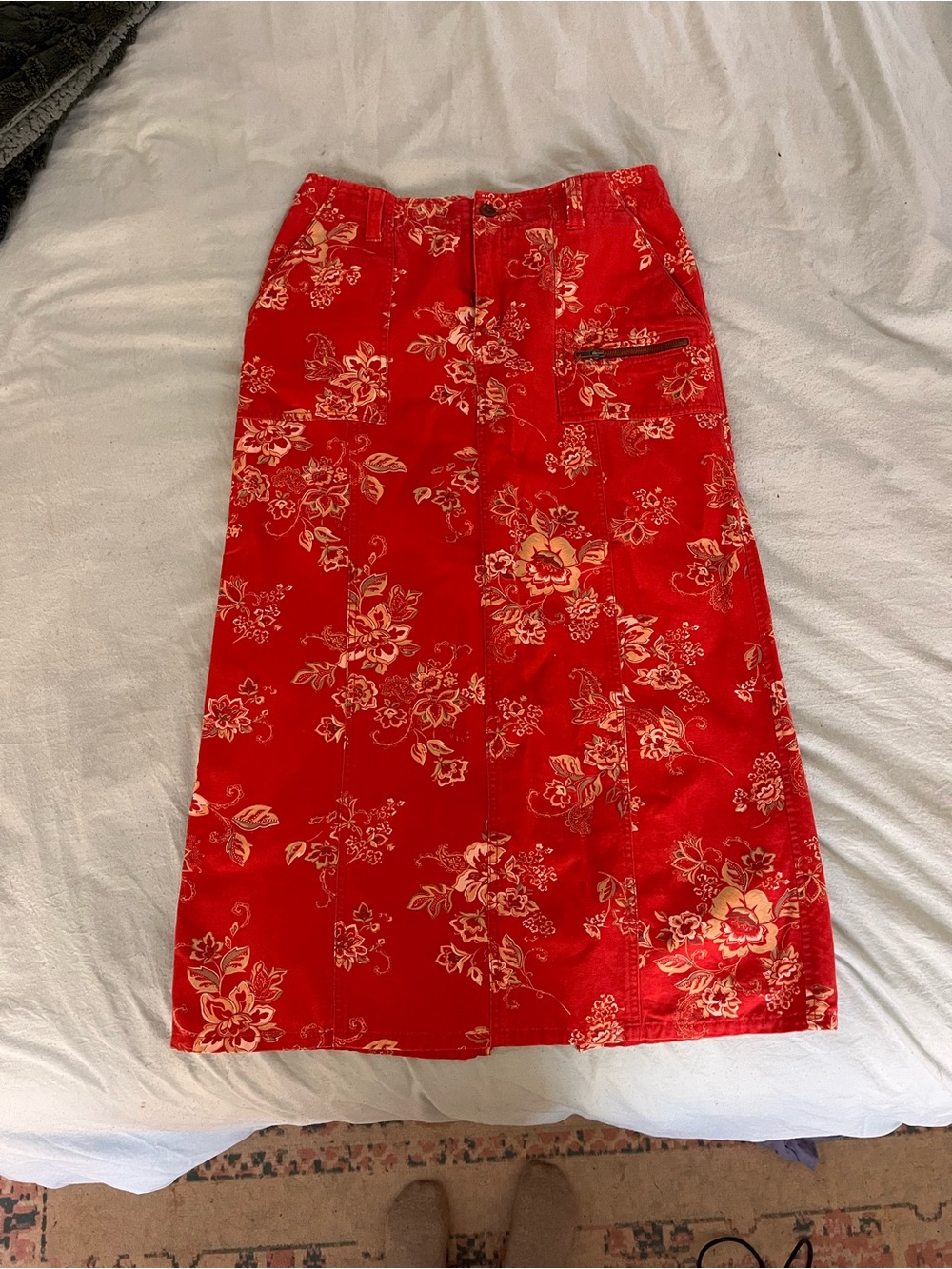 Eddie Bauer Red Floral Skirt
